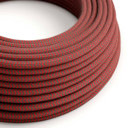 Textile cables 3x0.75mm, fire red and stone grey